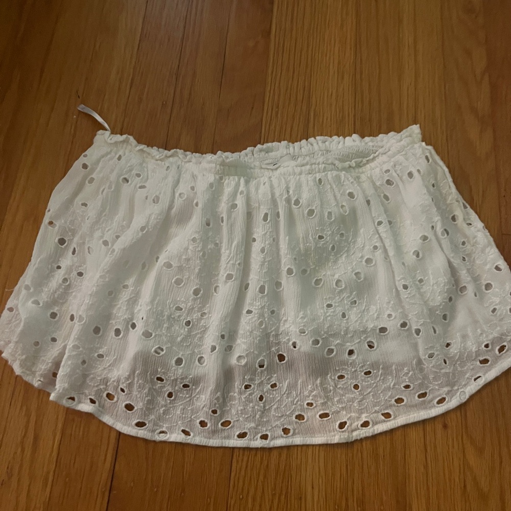 Hollister white strapless crop top